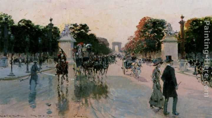 Georges Stein Les Champs Elysees au petit matin painting anysize 50% off